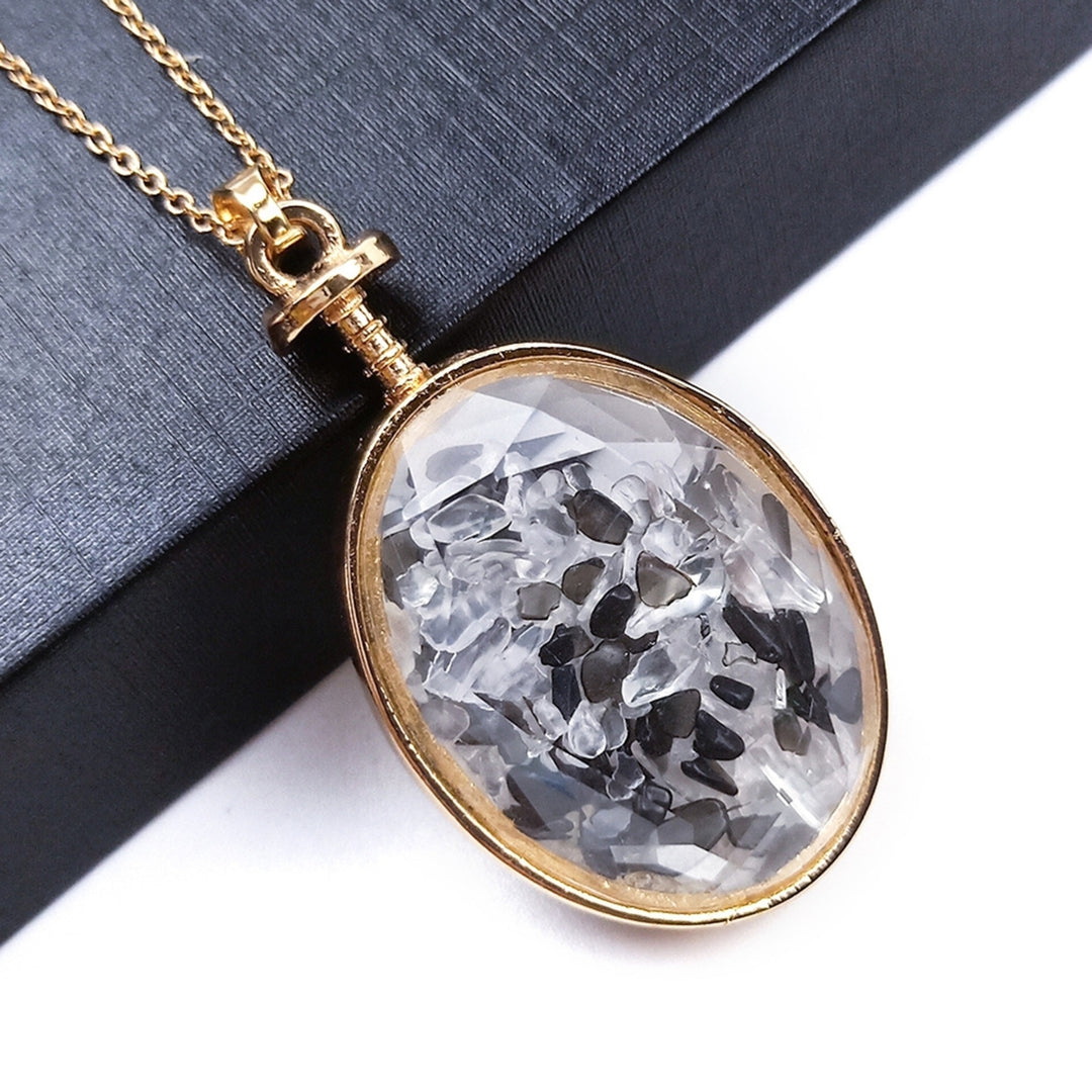 Necklace Pendant Oval Shape Transparent Glass Alloy Natural Stone Wishing Bottle Pendant Charm Gift Image 10