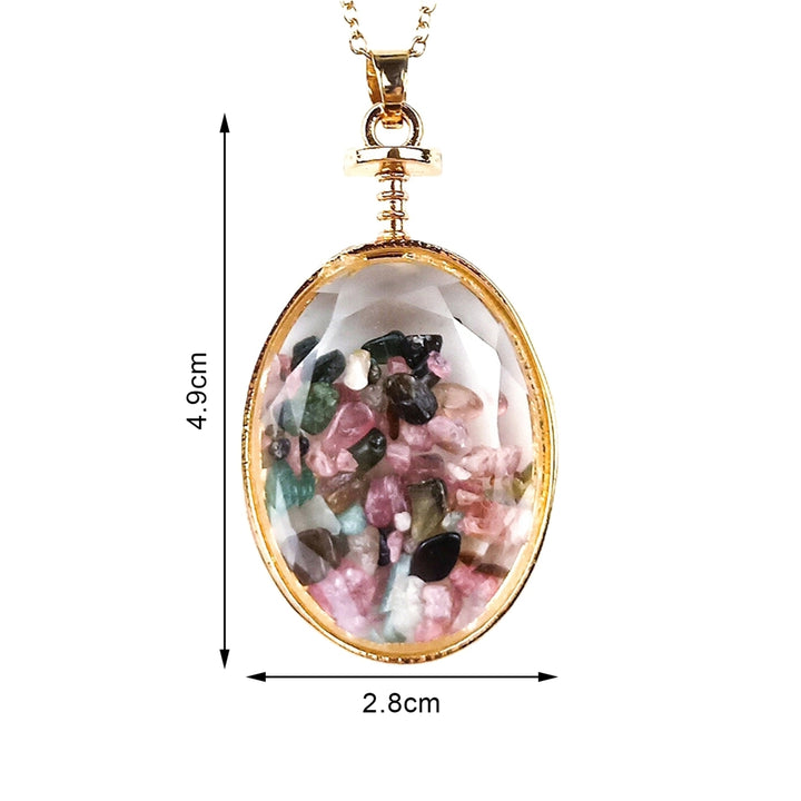 Necklace Pendant Oval Shape Transparent Glass Alloy Natural Stone Wishing Bottle Pendant Charm Gift Image 11