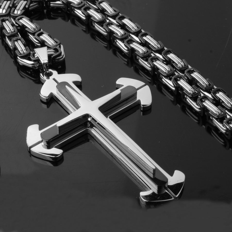 Pendant Necklace Punk Style Exquisite Workmanship Comfortable to Wear Cross Pendant Christ Necklaces for Party Image 1