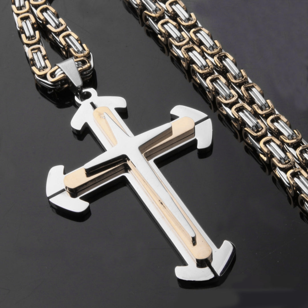 Pendant Necklace Punk Style Exquisite Workmanship Comfortable to Wear Cross Pendant Christ Necklaces for Party Image 4