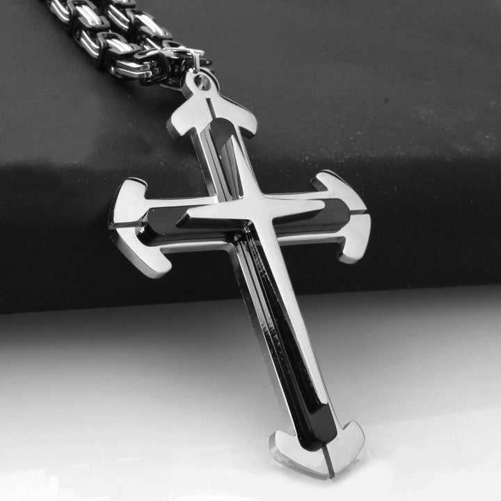 Pendant Necklace Punk Style Exquisite Workmanship Comfortable to Wear Cross Pendant Christ Necklaces for Party Image 6