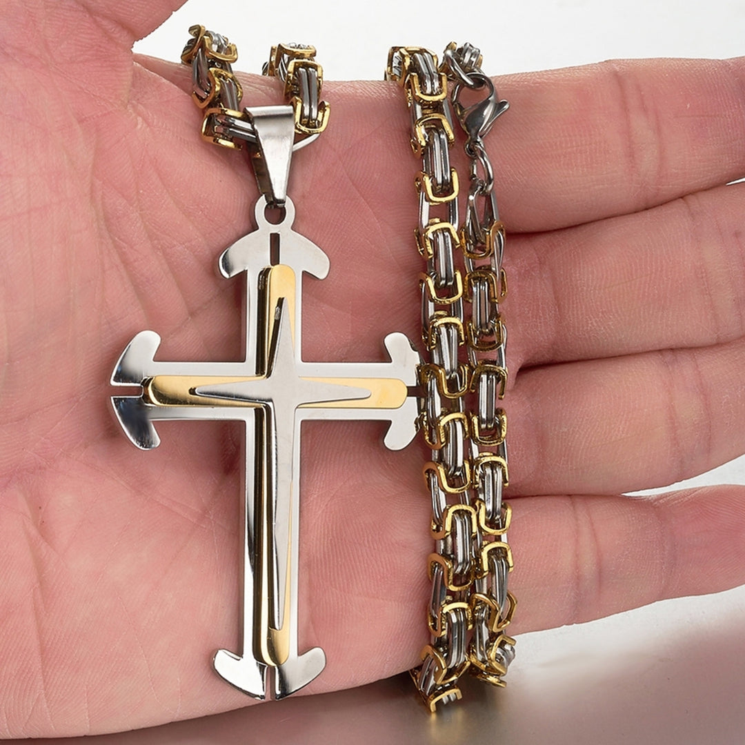 Pendant Necklace Punk Style Exquisite Workmanship Comfortable to Wear Cross Pendant Christ Necklaces for Party Image 9