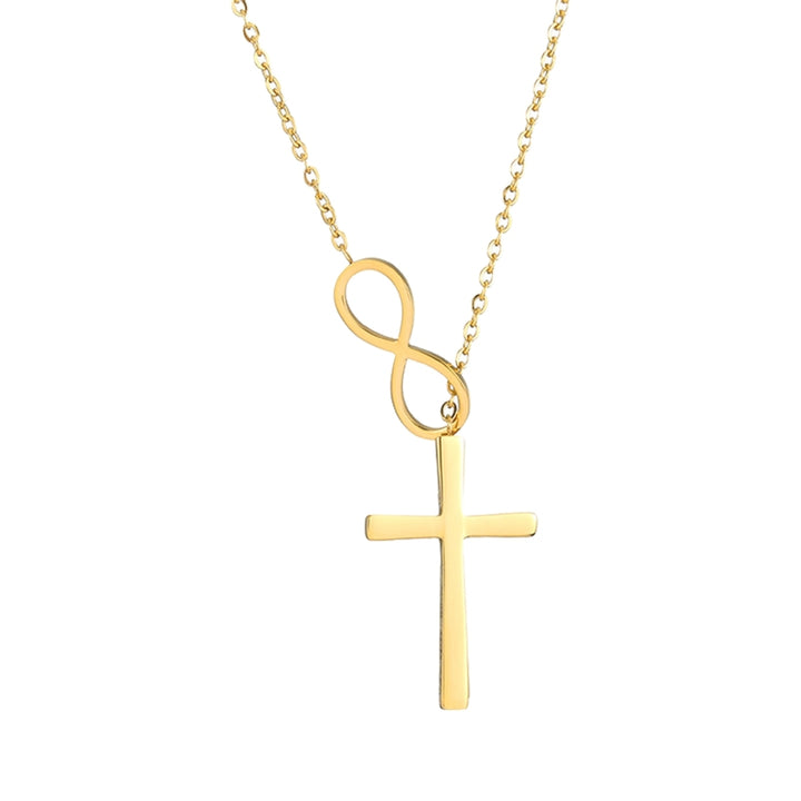 Women Alloy Necklace Electroplating Anti Rust Cross Design Pendant Necklace for Party Image 2