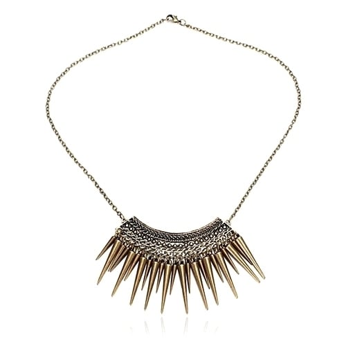 Women Punk Exaggeration Retro Choker Rivet Tassel Pendant Short Chain Necklace Image 2