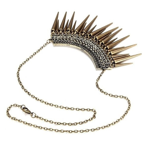 Women Punk Exaggeration Retro Choker Rivet Tassel Pendant Short Chain Necklace Image 4