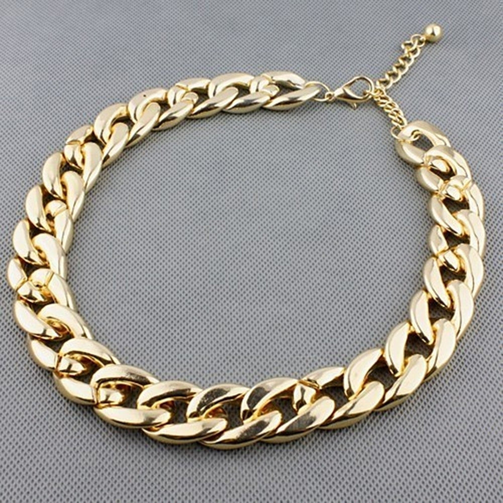 Women Simple Punk Style Cut Link Chain Choker Shiny All Match Necklace Jewelry Image 1