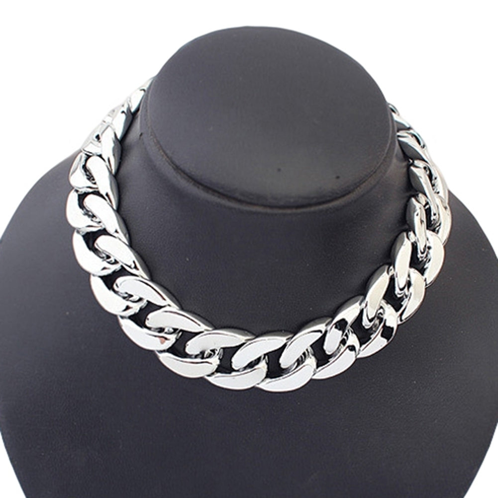 Women Simple Punk Style Cut Link Chain Choker Shiny All Match Necklace Jewelry Image 6