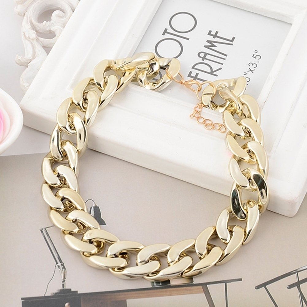 Women Simple Punk Style Cut Link Chain Choker Shiny All Match Necklace Jewelry Image 7