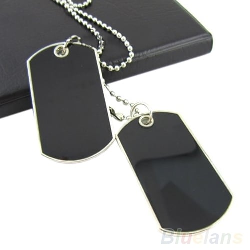 Men Cool Double Alloy Plain Dog Tag Pendant Charm Ball Chain Necklace Jewelry Image 1