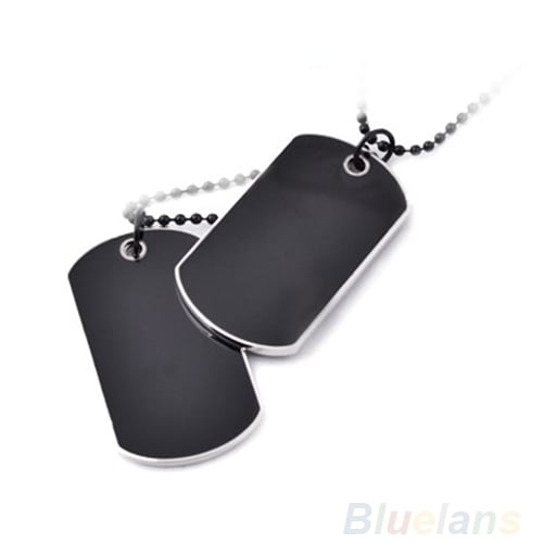 Men Cool Double Alloy Plain Dog Tag Pendant Charm Ball Chain Necklace Jewelry Image 2