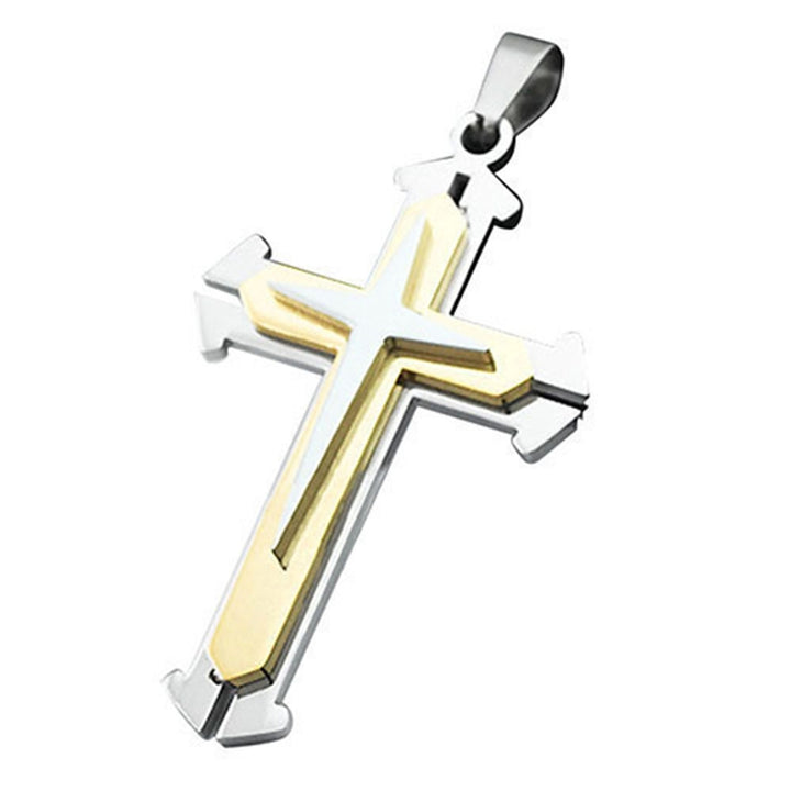 Mens Fashion Cross Pendant Stainless Steel Chain Necklace Jewelry Charm Gift Image 6