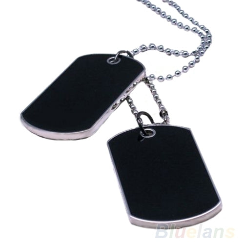 Men Cool Double Alloy Plain Dog Tag Pendant Charm Ball Chain Necklace Jewelry Image 3