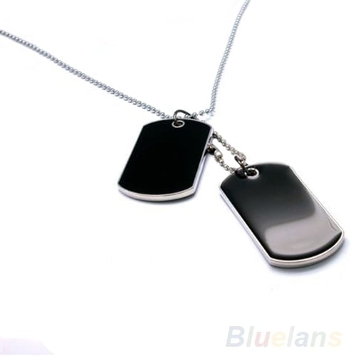 Men Cool Double Alloy Plain Dog Tag Pendant Charm Ball Chain Necklace Jewelry Image 4