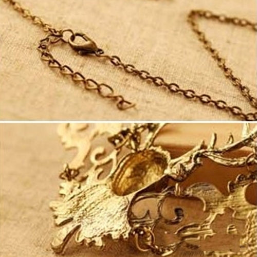 Women Retro Statement Alloy Hollow Deer Head Pendant Insects Necklace Gift Image 9