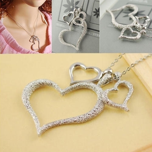 Womens Fashion Three Heart Love Pendant Chain Necklace Wedding Birthday Jewelry Image 1