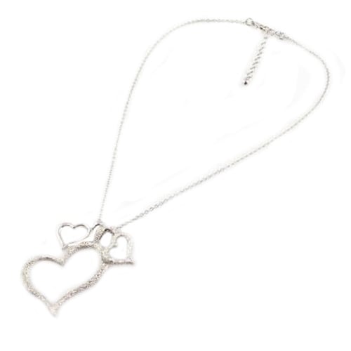 Womens Fashion Three Heart Love Pendant Chain Necklace Wedding Birthday Jewelry Image 3