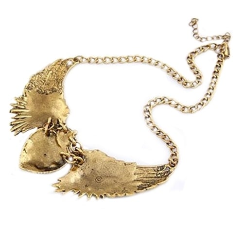 Womens Fashion Rhinestone Heart Angel Wings Statement Necklace Jewelry Image 4