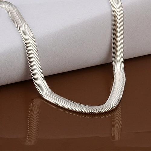 Womens Mens Fashion Solid Silver Plated 6mm Snake Chain Necklace No Pendant Image 1