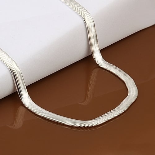 Womens Mens Fashion Solid Silver Plated 6mm Snake Chain Necklace No Pendant Image 2