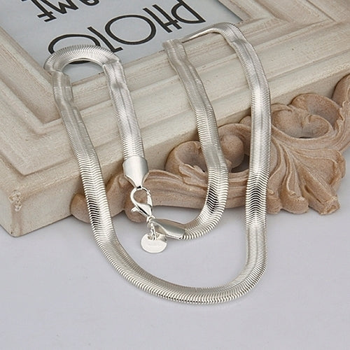 Womens Mens Fashion Solid Silver Plated 6mm Snake Chain Necklace No Pendant Image 6