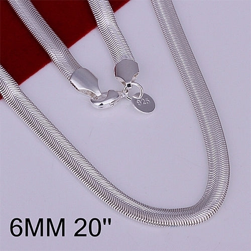 Womens Mens Fashion Solid Silver Plated 6mm Snake Chain Necklace No Pendant Image 8