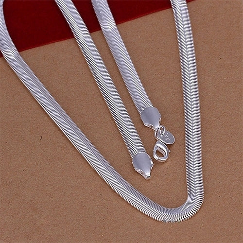 Womens Mens Fashion Solid Silver Plated 6mm Snake Chain Necklace No Pendant Image 12