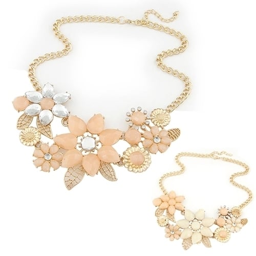 Fashion Womens Resin Flower Chain Pendant Choker Bib Statement Collar Necklace Image 1