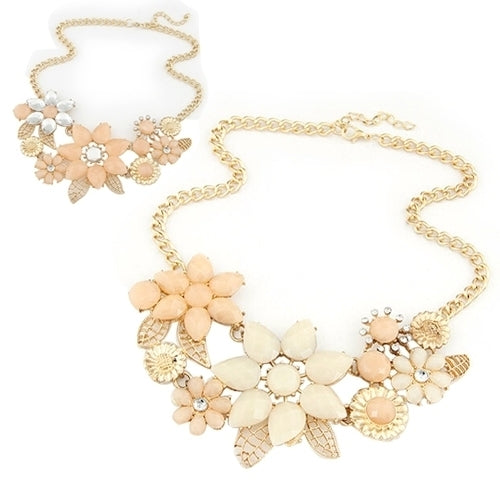 Fashion Womens Resin Flower Chain Pendant Choker Bib Statement Collar Necklace Image 2