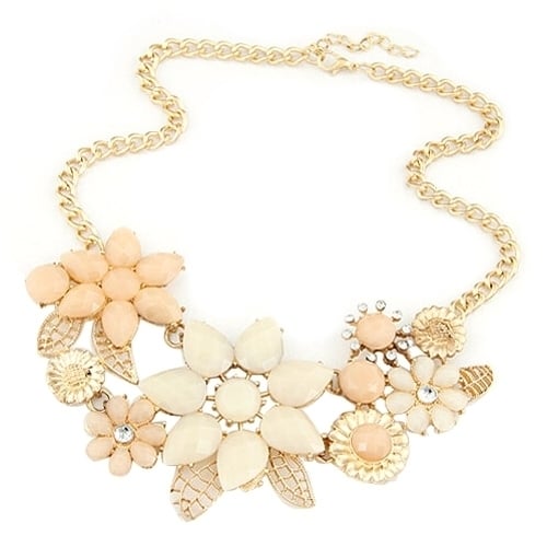 Fashion Womens Resin Flower Chain Pendant Choker Bib Statement Collar Necklace Image 1