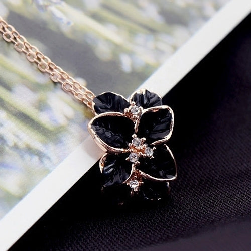 Womens Multilayer Gardenia Flower Decoration Choker Chain Cute Short Necklace Image 9