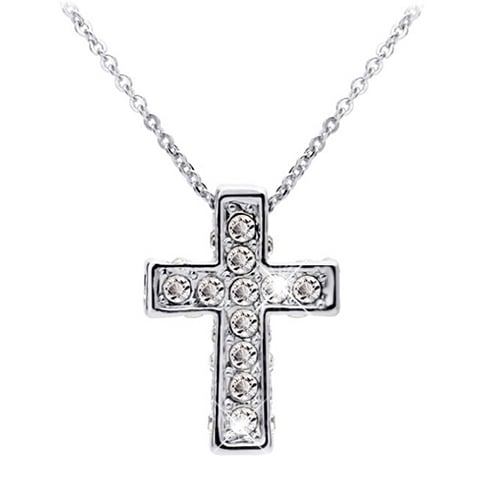 Women Shiny Rhinestone Inlaid Cross Pendant Necklace Fashion Casual Jewelry Image 4