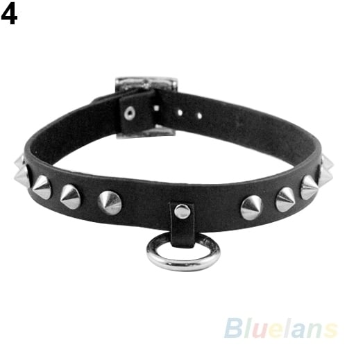 Punk Gothic Black Faux Leather Choker Cross Spike Rivet Buckle Collar Necklace Image 4