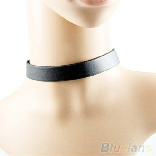 Punk Gothic Black Faux Leather Choker Cross Spike Rivet Buckle Collar Necklace Image 7