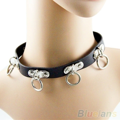 Punk Gothic Black Faux Leather Choker Cross Spike Rivet Buckle Collar Necklace Image 10