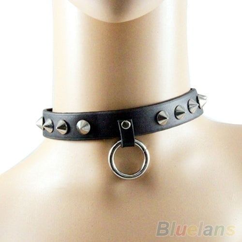 Punk Gothic Black Faux Leather Choker Cross Spike Rivet Buckle Collar Necklace Image 11