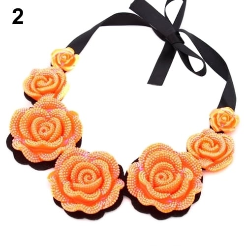 Women Retro Lace Rose Flower Lace Clavicle Choker Short Collar Necklace Image 3