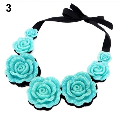 Women Retro Lace Rose Flower Lace Clavicle Choker Short Collar Necklace Image 4