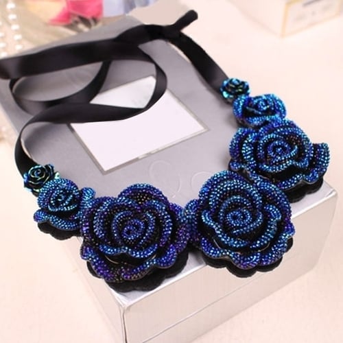 Women Retro Lace Rose Flower Lace Clavicle Choker Short Collar Necklace Image 8