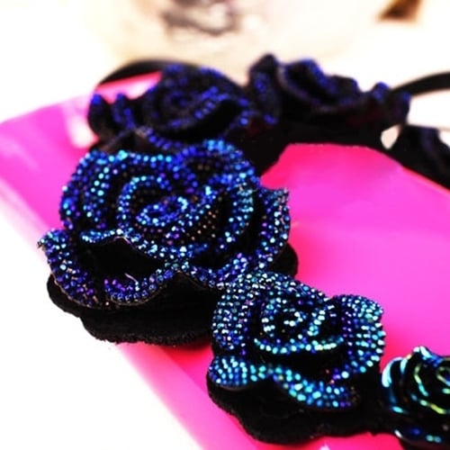 Women Retro Lace Rose Flower Lace Clavicle Choker Short Collar Necklace Image 9