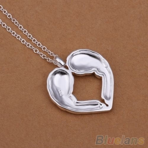 Women 925 Silver Plated Delicate Angle Wing Heart Love Pendant Chain Necklace Image 4