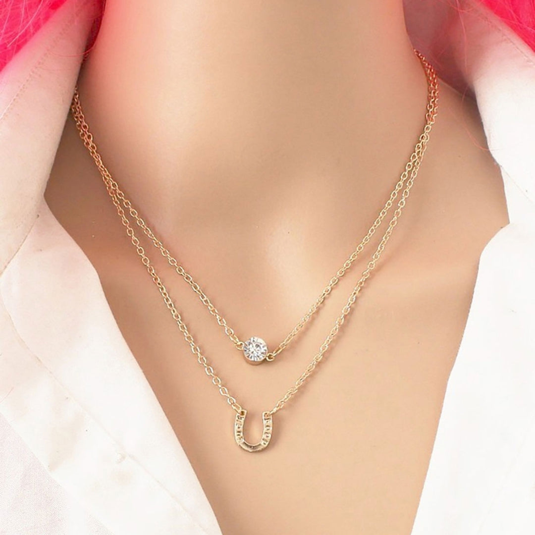 Necklace Double-layered Easy to Wear Alloy Layered Choker Necklace for Party Image 4