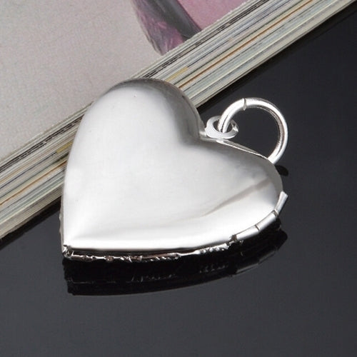 Womens Stylish Silver Plated Hollow Out Heart Photo Locket Charm Necklace Gift Image 4