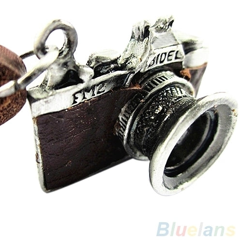 Cool Unisex Rock Punk Camera Charm Pendant Faux Leather Necklace Birthday Gift Image 2