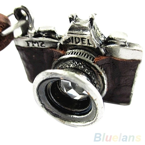 Cool Unisex Rock Punk Camera Charm Pendant Faux Leather Necklace Birthday Gift Image 3