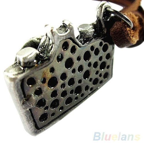 Cool Unisex Rock Punk Camera Charm Pendant Faux Leather Necklace Birthday Gift Image 4