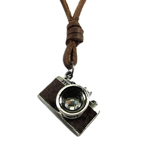 Cool Unisex Rock Punk Camera Charm Pendant Faux Leather Necklace Birthday Gift Image 4