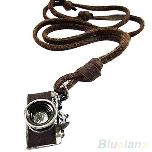 Cool Unisex Rock Punk Camera Charm Pendant Faux Leather Necklace Birthday Gift Image 6