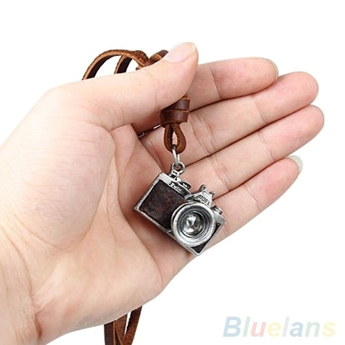 Cool Unisex Rock Punk Camera Charm Pendant Faux Leather Necklace Birthday Gift Image 7