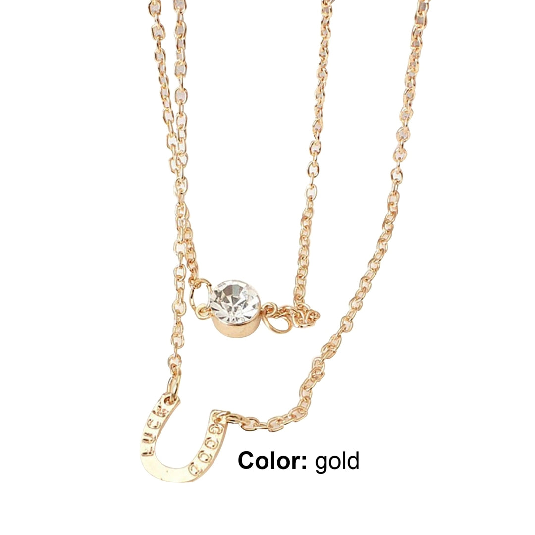 Necklace Double-layered Easy to Wear Alloy Layered Choker Necklace for Party Image 9