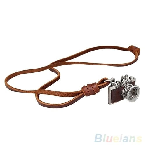 Cool Unisex Rock Punk Camera Charm Pendant Faux Leather Necklace Birthday Gift Image 8